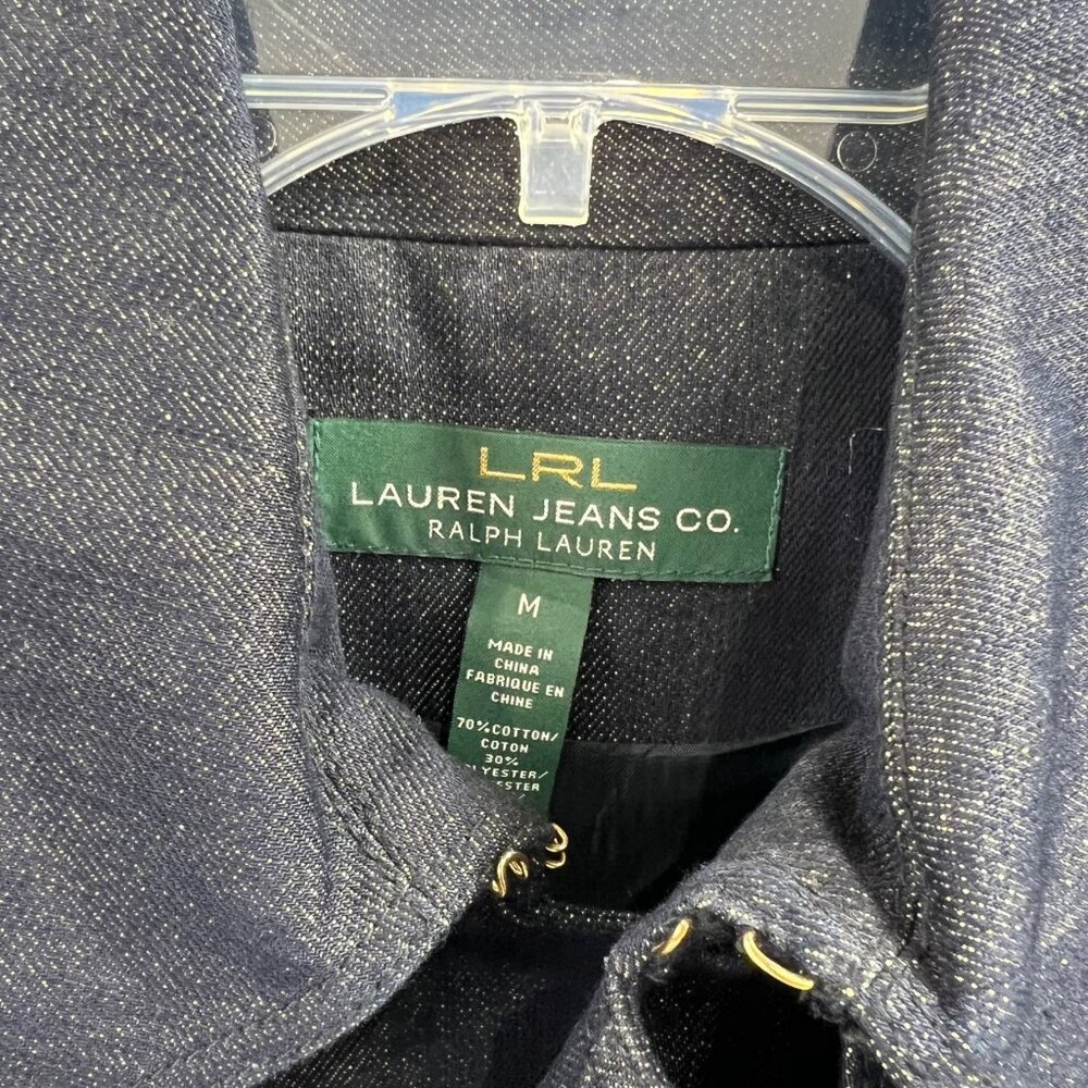 Lauren Ralph Lauren LRL Double Breasted Metallic Blue Denim P-Coat Women’s Sz. M - Picture 2 of 11